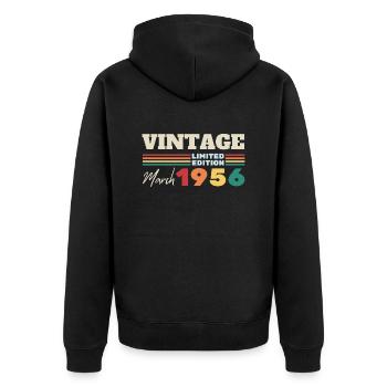 Vintage mars 1956 - cadeau anniversaire Mars 1956 - Veste à capuche bio Premium Unisexe - noir - Dos - Nico (187cm)