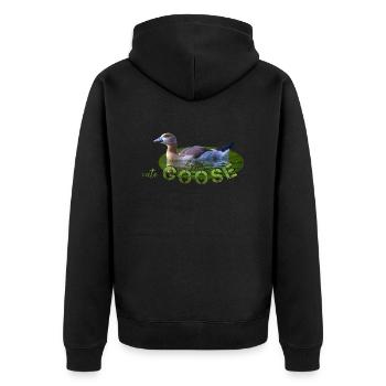 Nilgans Küken Vogel Gans - Unisex Premium Bio Zip Hoodie - Schwarz - Hinten - Nico (187cm)