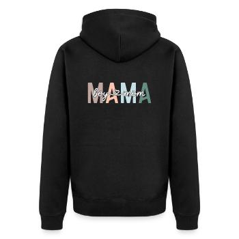 Mama Boy Mom Retro Mother's Day - Unisex Premium Organic Zip Hoodie - black - Back - Nico (187cm)