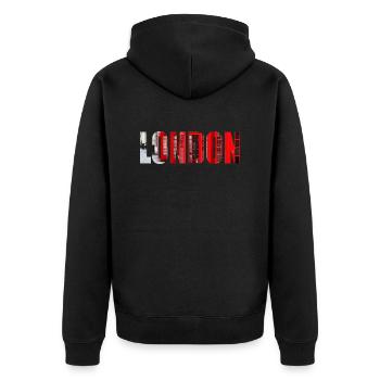 London - Unisex Premium Organic Zip Hoodie - black - Back - Nico (187cm)