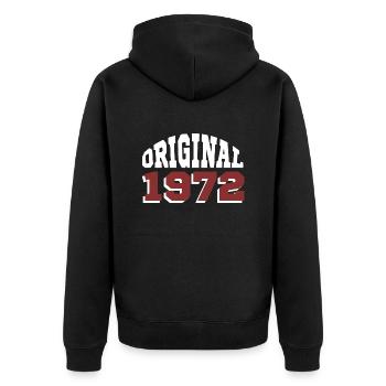 Original 1972 - Unisex Premium Bio Zip Hoodie - Schwarz - Hinten - Nico (187cm)