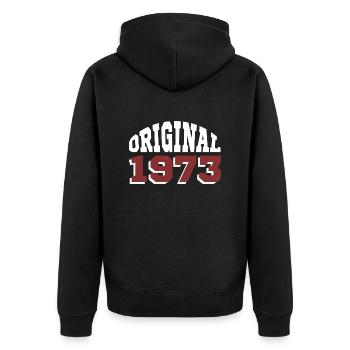 Original 1973 - Unisex Premium Organic Zip Hoodie - black - Back - Nico (187cm)