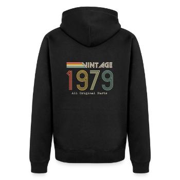 Epic and Legendary born in 1979: 45th anniversary - Unisex Premium Organic Zip Hoodie - black - Back - Nico (187cm)