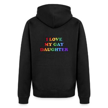 Ich liebe meine schwule Tochter - Unisex Premium Bio Zip Hoodie - Schwarz - Hinten - Nico (187cm)