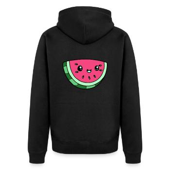 Melon Milena - Unisex Premium Bio Zip Hoodie - Schwarz - Hinten - Nico (187cm)