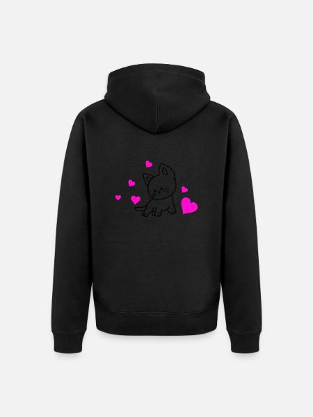 Cat Love 01 - Unisex Premium Organic Zip Hoodie - black