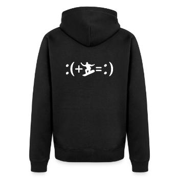 Snowboarding makes me happy, happiness formula - Unisex Premium Organic Zip Hoodie - black - Back - Nico (187cm)