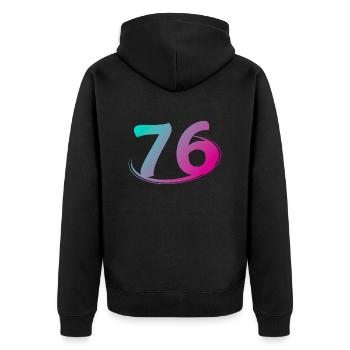 Numéro 76 multicolore - Veste à capuche bio Premium Unisexe - noir - Dos - Nico (187cm)
