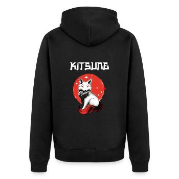 Manga Kitsune Renard Anime Kumiho Masque Manga Otaku - Veste à capuche bio Premium Unisexe - noir - Dos - Nico (187cm)