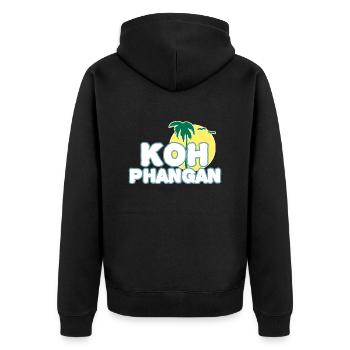 Koh Phangan Mondinsel - Unisex Premium Bio Zip Hoodie - Schwarz - Hinten - Nico (187cm)