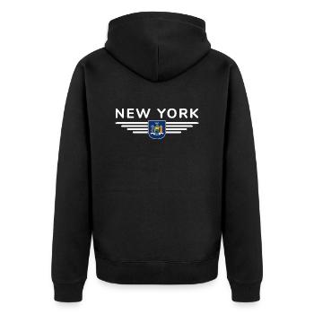 T-shirt de supporter de New York – Parfait pour les fans ! - Veste à capuche bio Premium Unisexe - noir - Dos - Nico (187cm)