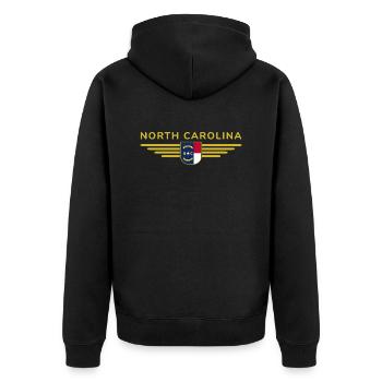 North Carolina Fan T-Shirt – Stylisch & Einzigarti - Unisex Premium Bio Zip Hoodie - Schwarz - Hinten - Nico (187cm)