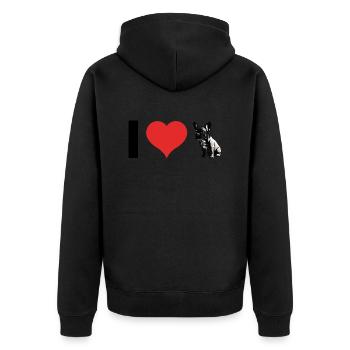 I love French Bulldog - Pet Design - Unisex Premium Organic Zip Hoodie - black - Back - Nico (187cm)