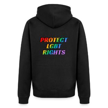 Schutz der LGBT-Rechte - Unisex Premium Bio Zip Hoodie - Schwarz - Hinten - Nico (187cm)