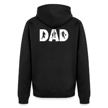 Basketball DAD - Unisex Premium Organic Zip Hoodie - black - Back - Nico (187cm)