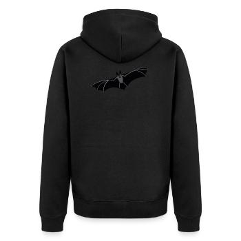 Fledermaus zu Halloween - Süßes oder Saures - Unisex Premium Bio Zip Hoodie - Schwarz - Hinten - Nico (187cm)