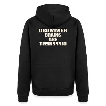 Drummer brains are different - Drummer Shirt - Unisex Premium Bio Zip Hoodie - Schwarz - Hinten - Nico (187cm)