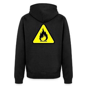 FIRE SHIRT - Unisex Premium Bio Zip Hoodie - Schwarz - Hinten - Nico (187cm)