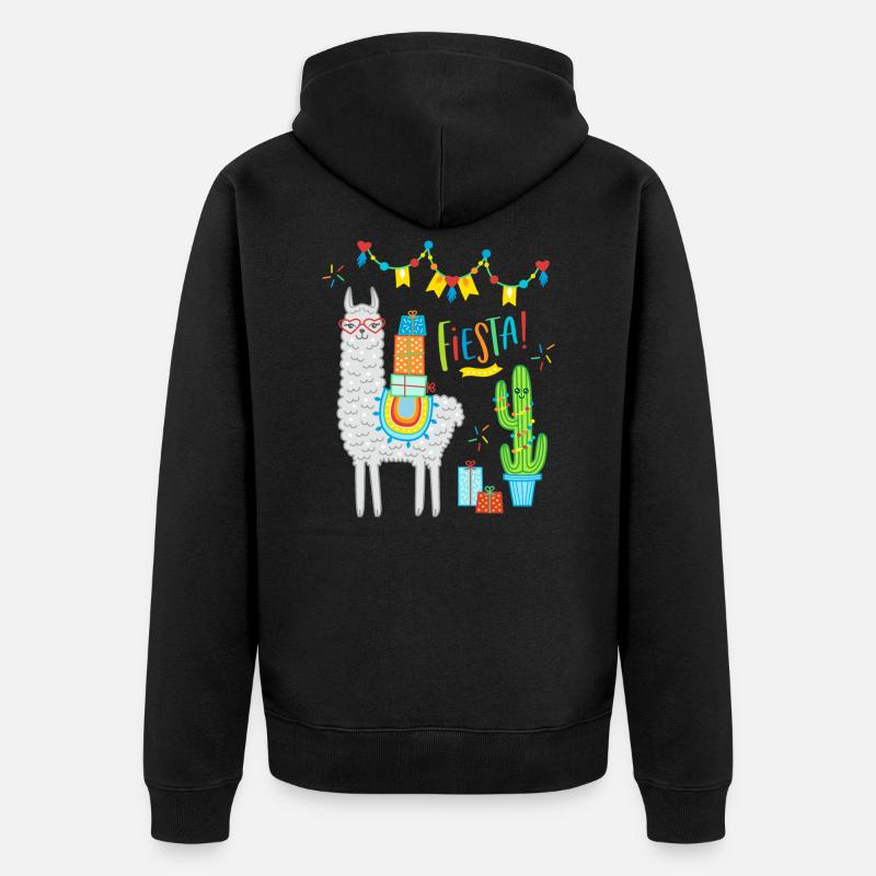 Llama Fiesta Comic Alpaga cadeau anniversaire - Veste à capuche bio Premium Unisexe - noir