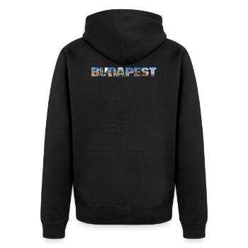 Budapest City Hungary - Unisex Premium Bio Zip Hoodie - Schwarz - Hinten - Nico (187cm)