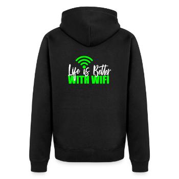 Wlan Wifi Computer Scientist Programmer Geek Gift - Unisex Premium Organic Zip Hoodie - black - Back - Nico (187cm)
