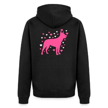 Hund - Unisex Premium Bio Zip Hoodie - Schwarz - Hinten - Nico (187cm)