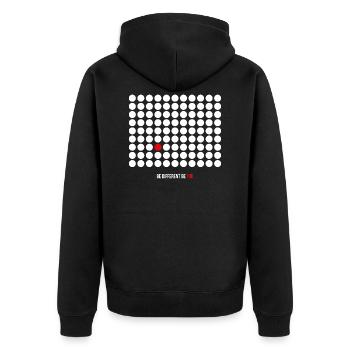 Be different be you - Unisex Premium Organic Zip Hoodie - black - Back - Nico (187cm)
