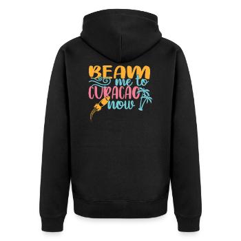Curacao - Unisex Premium Organic Zip Hoodie - black - Back - Nico (187cm)