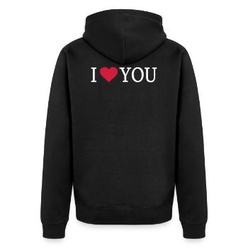 Je t'aime coeur de police - Veste à capuche bio Premium Unisexe - noir - Dos - Nico (187cm)