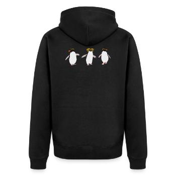 Penguins Rock jumping (trio) - Veste à capuche bio Premium Unisexe - noir - Dos - Nico (187cm)