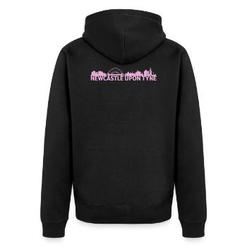 Newcastle Upon Tyne England Skyline Geschenk Idee - Unisex Premium Bio Zip Hoodie - Schwarz - Hinten - Nico (187cm)