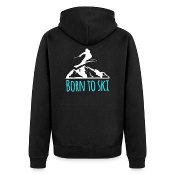 skifahren born to ski - Unisex Premium Bio Zip Hoodie - Schwarz - Hinten - Nico (187cm)