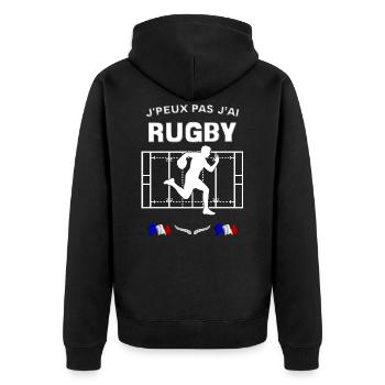 j'peux pas j'ai rugby Idée cadeau Rugby - Veste à capuche bio Premium Unisexe - noir - Dos - Nico (187cm)