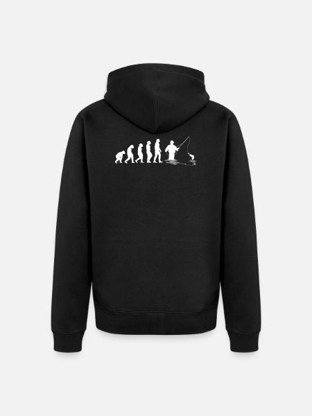 Fishing Evolution of man - Unisex Premium Organic Zip Hoodie - black