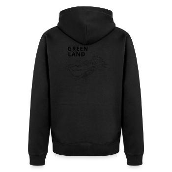 Greenland, Wal und Eisbär - Unisex Premium Bio Zip Hoodie - Schwarz - Hinten - Nico (187cm)