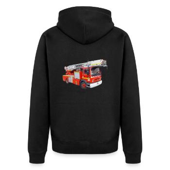 pompier EPA - Unisex Premium Bio Zip Hoodie - Schwarz - Hinten - Nico (187cm)