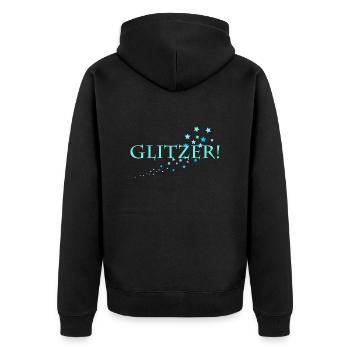 Glitzer! - Unisex Premium Bio Zip Hoodie - Schwarz - Hinten - Nico (187cm)