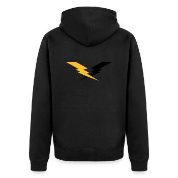 Lightning - Unisex Premium Organic Zip Hoodie - black - Back - Nico (187cm)