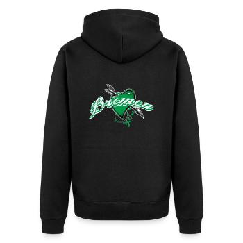 Bremen - Unisex Premium Organic Zip Hoodie - black - Back - Nico (187cm)