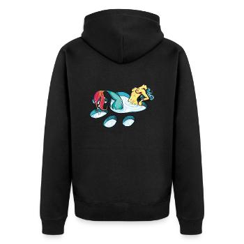 Freche katzenartige Meerjungfrau - Unisex Premium Bio Zip Hoodie - Schwarz - Hinten - Nico (187cm)