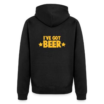 I've got beer! with stars - Unisex Premium Organic Zip Hoodie - black - Back - Nico (187cm)