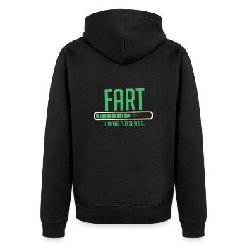 FART LOADING - Unisex Premium Organic Zip Hoodie - black - Back - Nico (187cm)