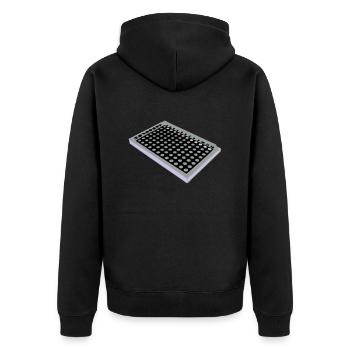 96 Well Plate / 96 perforated plate - Unisex Premium Organic Zip Hoodie - black - Back - Nico (187cm)