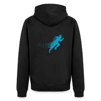 Running - Unisex Premium Bio Zip Hoodie - Schwarz - Hinten - Nico (187cm)