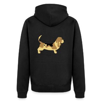 Basset Hound - Unisex Premium Organic Zip Hoodie - black - Back - Nico (187cm)