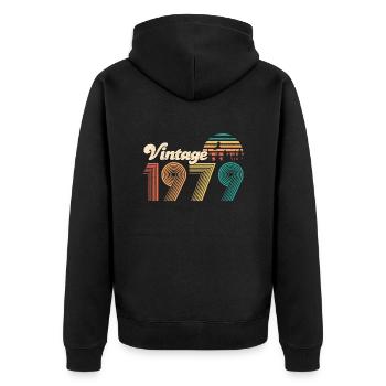 Vintage 1979 40e anniversaire randonnée montagnes - Veste à capuche bio Premium Unisexe - noir - Dos - Nico (187cm)