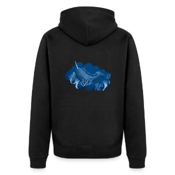 deep sea magic Narwal - Unisex Premium Bio Zip Hoodie - Schwarz - Hinten - Nico (187cm)