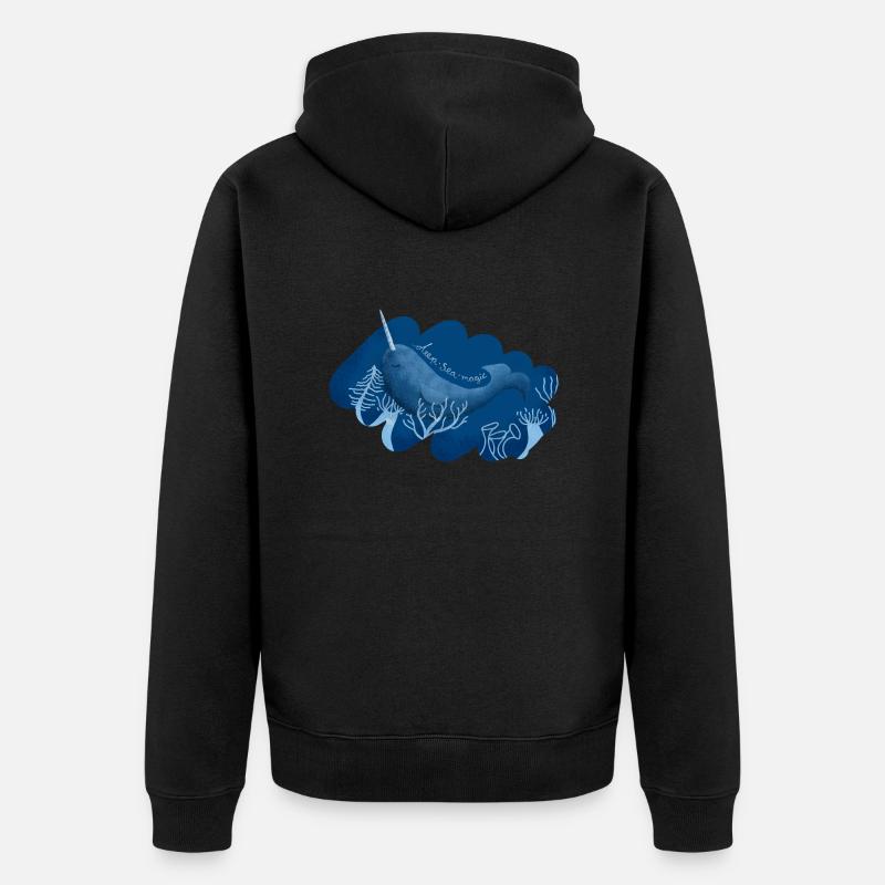deep sea magic Narwal - Unisex Premium Bio Zip Hoodie - Schwarz