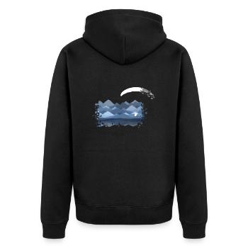 Gleitschirm Paragliding Berge Vintage - Unisex Premium Bio Zip Hoodie - Schwarz - Hinten - Nico (187cm)