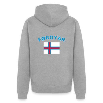 Färöer Inseln - Unisex Premium Bio Zip Hoodie - Grau meliert - Hinten - Nico (187cm)
